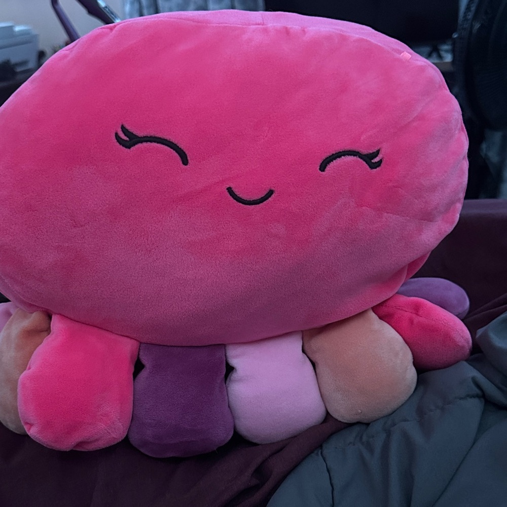 Pink and Multicolor Smiling Octopus Plush Toy